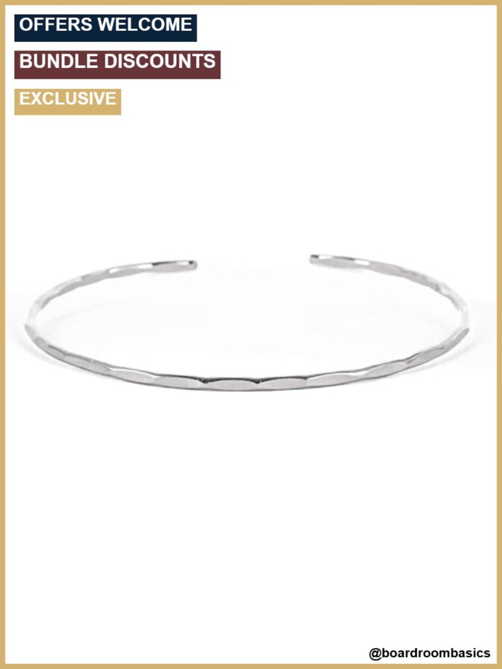 Thin Hammered Cuff Bracelet Solid Sterling Silver Handmade Stacking